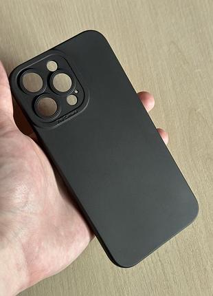 Чорний матовий чохол для iphone 15 pro max із захистом камери (pro camera)