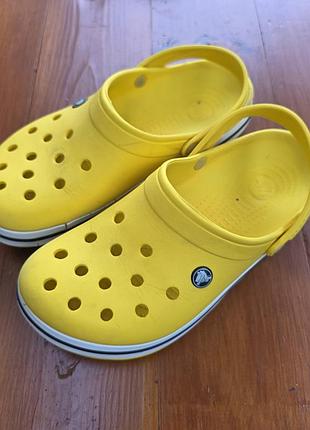 Жовті сабо crocs crocband m8 / w10 розмір 41 устілка 26 см крокси
