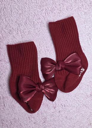 Дитячі шкарпетки з бантиками бордові kids socks