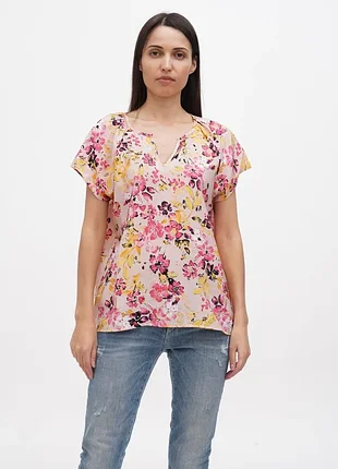 Легкая блуза - футболка, из вискозы в цветочный принт, vero moda