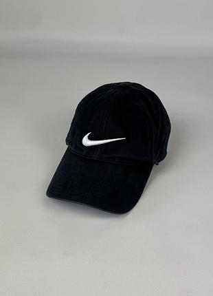 Вінтажна кепка nike sportwear big logo black cap оригінал чорна бавовняна з великим вишитим логотипом розмір one size