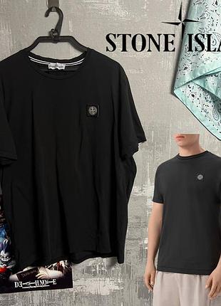 Футболка stone island черная стон исланд патчем на груди l