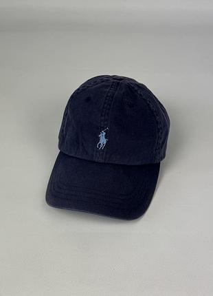 Вінтажна кепка polo ralph lauren vintage blue cap оригінал темно синя бавовняна з вишитим логотипом розмір one size