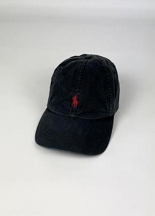 Вінтажна кепка polo ralph lauren black cap оригінал бавовняна чорна з вишитим логотипом розмір one size