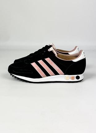 Кросівки adidas l.a. / la trainer black pink women d65501 оригінал чорні рожеві шкіряні замшеві жіночі розмір 39.5 - 40 / 25 см