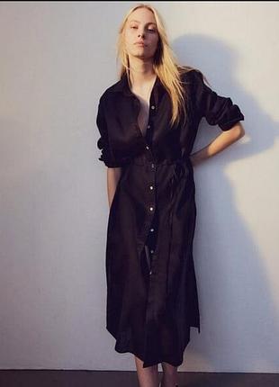 50% лен, 50% хлопковая платье рубашка из смесового льна меди от h&amp;m