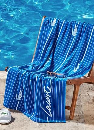 Красивое мягкое пляжное полотенце lacoste оригинал