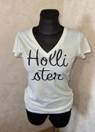 Стильна футболка біла hollister фірмова л розмір