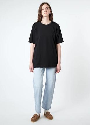Acne studios xl оверсайз унисекс футболка черная ориганический хлопок