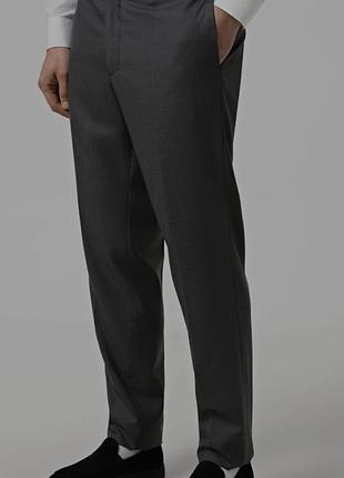 Шерстяные брюки charles tyrwhitt slim fit w38 l32 / серые мужские брюки 100% шерсть