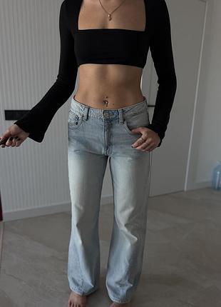 Трендові джинси zara wide leg на середній посадці