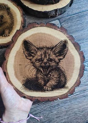 Картина декор 16, фенек\ухватая лиса\ дуб\handmade ➡️ 20*20см