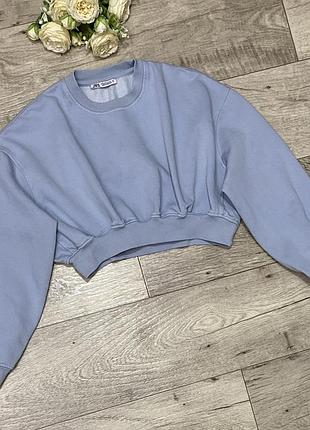 Укороченная оверсайз толстовка, кофта на флисе zara, р.xs-s