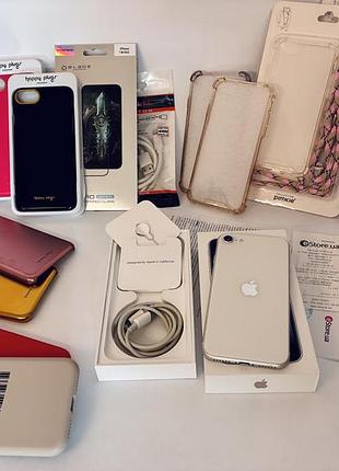Повна комплектація apple iphone se 3rd gen 2022 128 gb starlight білий neverlock з чеком + всі аксесуари в подарунок
