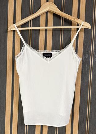 Шелк the kooples xs майка с кружевом молочно-белая