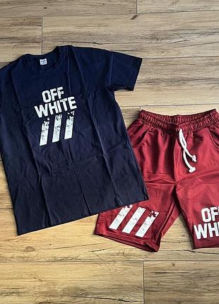 Літній комплект off white футболка з шортами розмір l