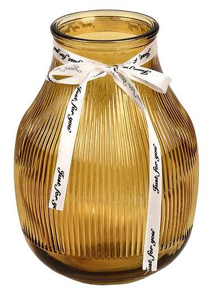 Ваза stenson gold r93885 рифлене скло 18×7 см, золота