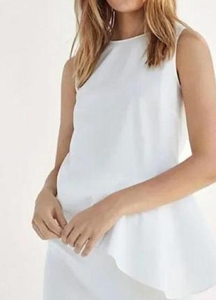 Летняя белая натуральная блузка безрукалка massimo dutti