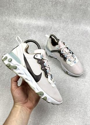 Кросівки nike react element 55 pink white running shoes sneakers women's us 6.5 eu 37.5