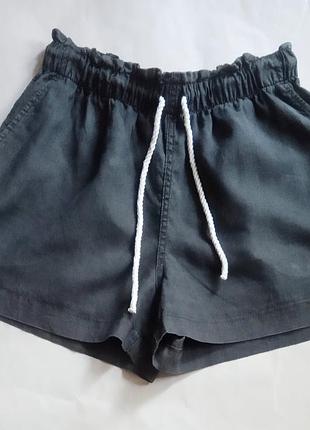 Лляні шорти h&m s графітові на резинці».