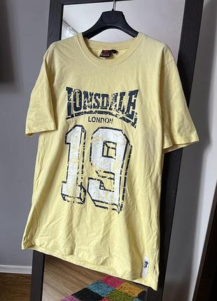 Чоловіча жовта футболка lonsdale london 19 оверсайз | l-xl | 100% бавовна | ідеальний стан
