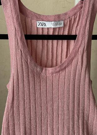 Рожева блискуча майка в рубчик zara