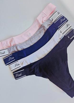Набор трусиков victoria's secret pink 5 штук стринги victoria's secret pink белье victoria’s secret pink бюстгалтер пижама