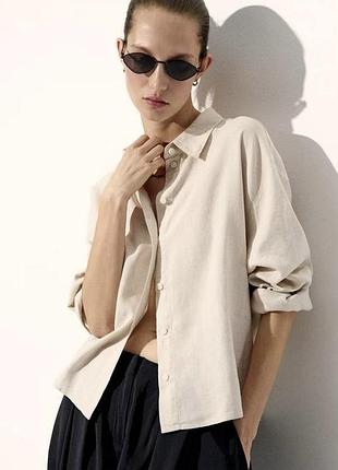 Лляна сорочка оверсайз h&m