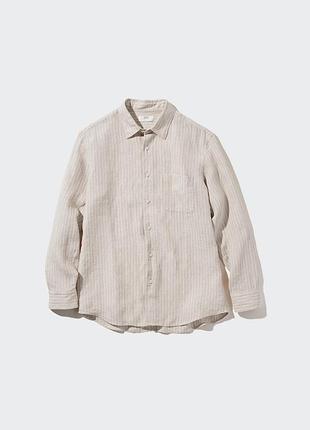 Мужская льняная рубашка в полоску от uniqlo