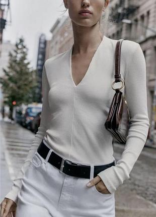 Лонгслів в рубчик від zara нова коллекція