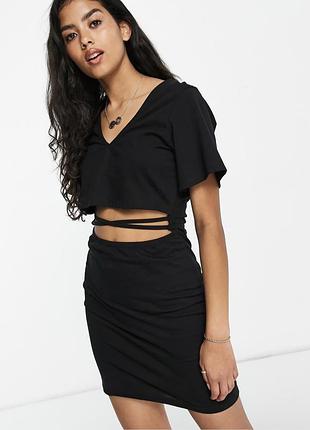 Сукня жіноча asos чорна сукня футболка з завʼязками 10/38