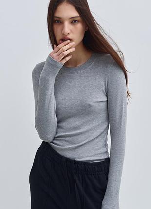 Базовий лонгслів сірий favorite style
