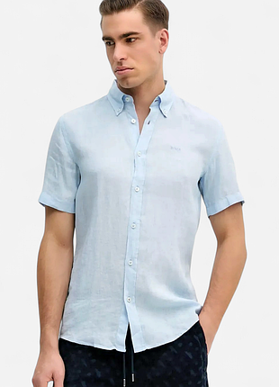 Рубашка sebago linen shirt short sleeve с коротким рукавом, выполненная из мягкого льняного материала
