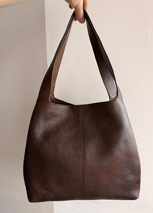 Сумка кожаная m&amp;s collection-женская, классическая, коричневая, плечо
