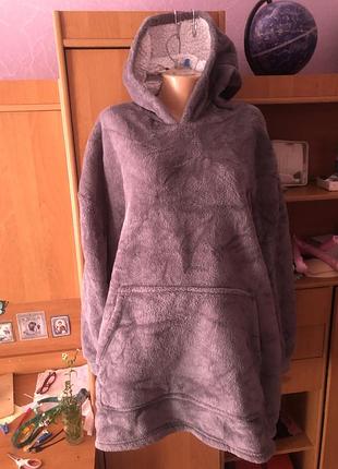 Меховушка, плюшева туника, довга, кофта, худи, 3-5xl. snuggle. слип, пижама