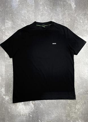 Футболка чоловіча boss босс хуго хьюго босс оригінал чорна стрейч cotton stretch великого розміру xxl