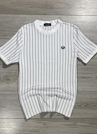 Олд мани мужская футболка фред пери fred perry vertical stripe white, l, оригинал