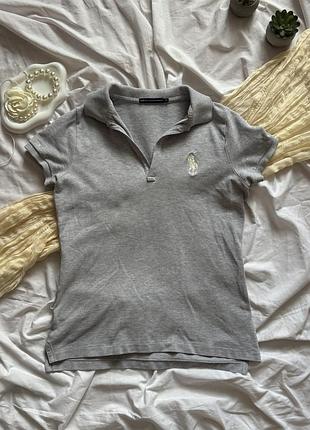 Жіноча сіра футболка поло polo ralph lauren