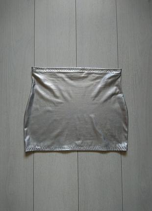 Юбка мини серебряная