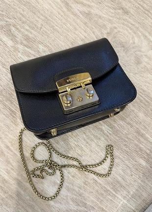 Жіноча шкіряна сумка furla metropolis чорна оригінал
