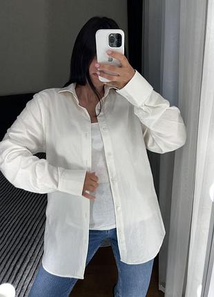 Zara молочна якісна сорочка рубашка 20% вовна шерсть блузка блуза оверсайз на ґудзиках зара