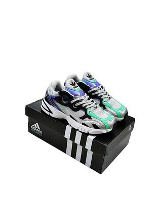 Кросівки adidas astir grey сірі з фіолетовим/салатовим