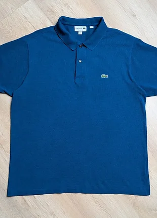 Поло lacoste classic fit оригинал мужское xl синее пике