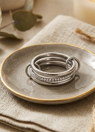 Тройное кольцо камешков нержавеющая сталь stainless steel