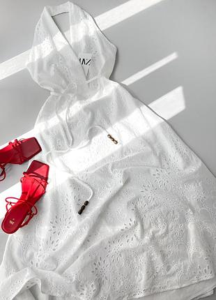 Платье с прорезной вышивкой из коллекции zw от zara, размер м