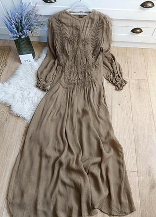 Жаккардовое платье с вышивкой zw collection zara, размер xs