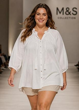 Блуза жіноча marks & spencer біла xxl (бавовна, віскоза)