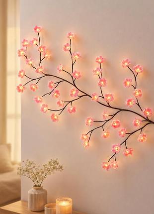 Гирлянда светодиодная 2.3 м 144 led "цветы сливы" / гирлянда теплый свет, usb / led гирлянда на 8 режимов
