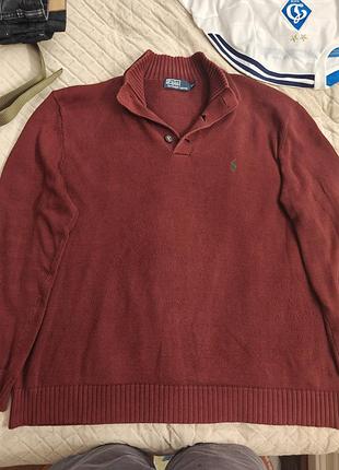 Polo ralph lauren xxl | оригінальний бордовий вінтажний светр