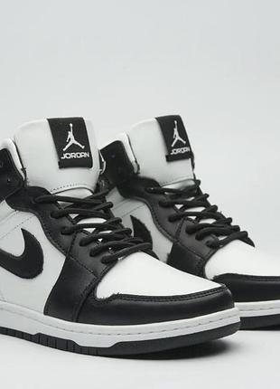 Високі дитячі кросівки air jordan 1 mid чорно-білі розмір30 устілка 19